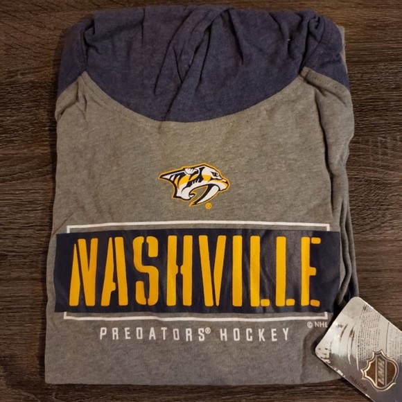 NHL Nashville Predators Gray Lightweight Gray Blue LS Men’s Hoodie Size S New! - Picture 2 of 8
